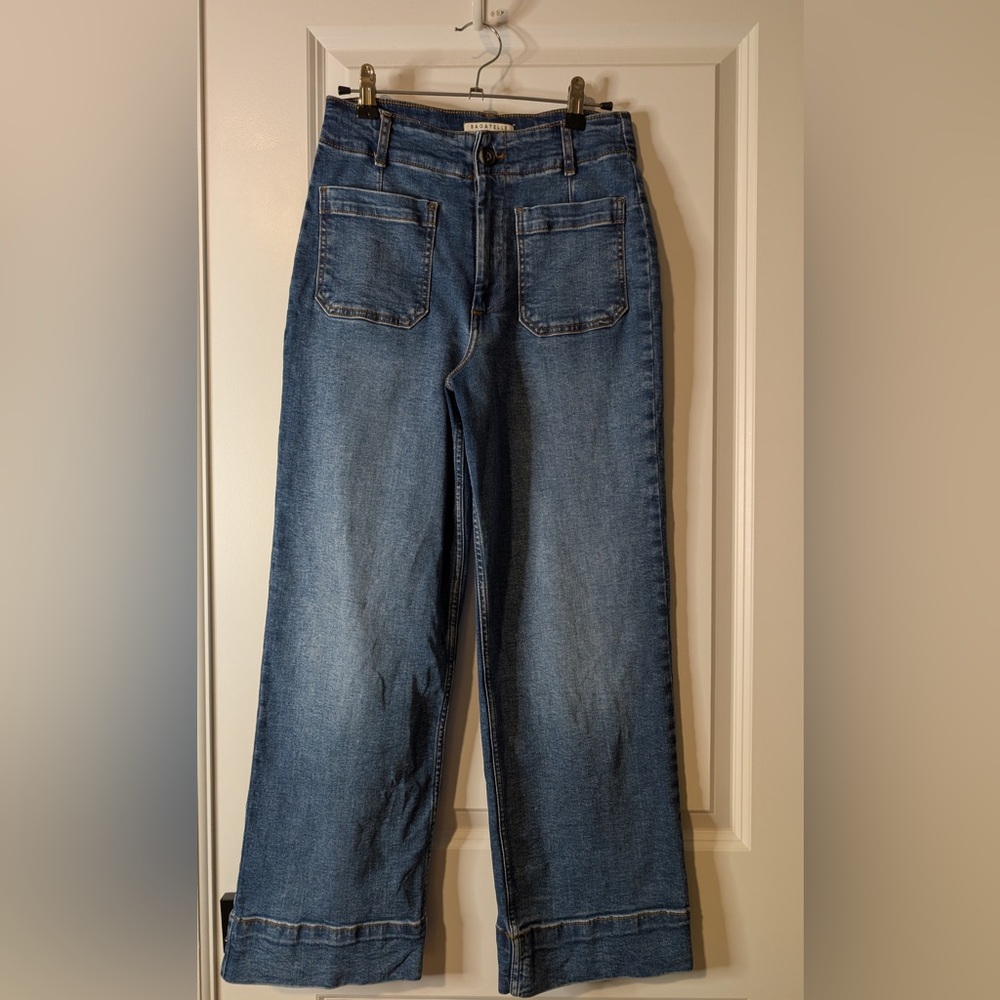 Bagatelle High Rise Cropped Straight Jeans Patch Pockets Soho Wash Size 27